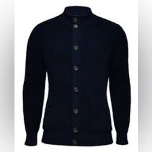 Emanuel Berg Blue Merino Wool Cardigan Sweater Small new retails $595